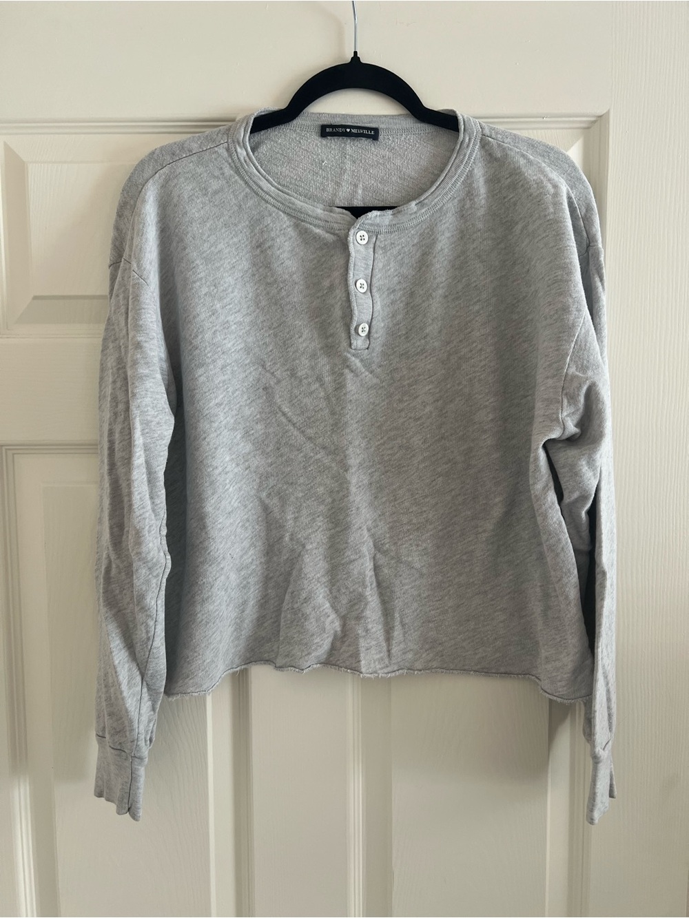 Brandy Melville Light Gray Henley Sweatshirt